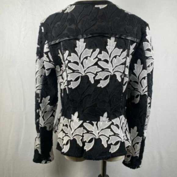 INC International Concepts | Black & White Lace Peplum Jacket | Women’s Medium - Picture 13 of 16